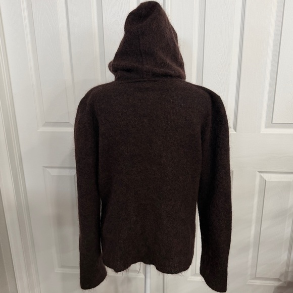 Joan & David Mohair Wool Blend Hooded Brown Sweater Women Medium Italy Hoodie - Picture 6 of 6